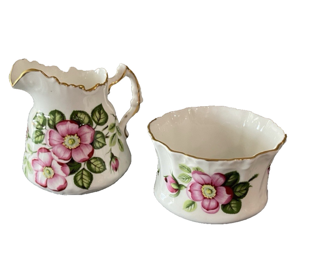 Hammersley The Flowers of Shakespeare's Day Cream & Sugar Bowl Sweet-Briar VTG